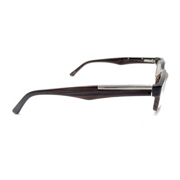 Prada VPR 01M Brown Striped Silver Rectangle Eyeglasses Frames 52-15 140 Italy - Picture 4 of 12